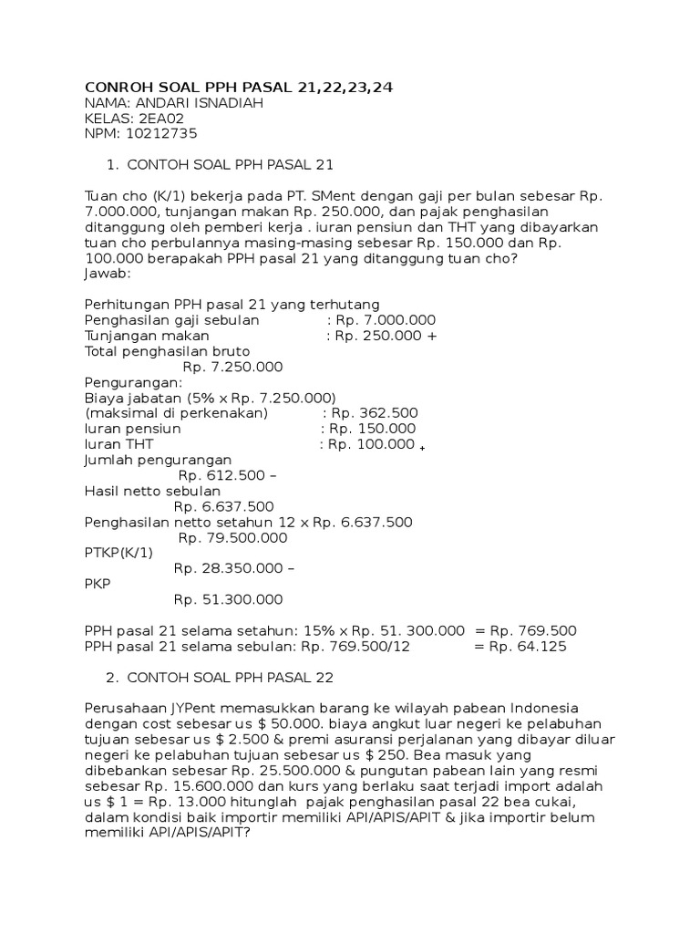 Detail Contoh Soal Pph 23 Nomer 24