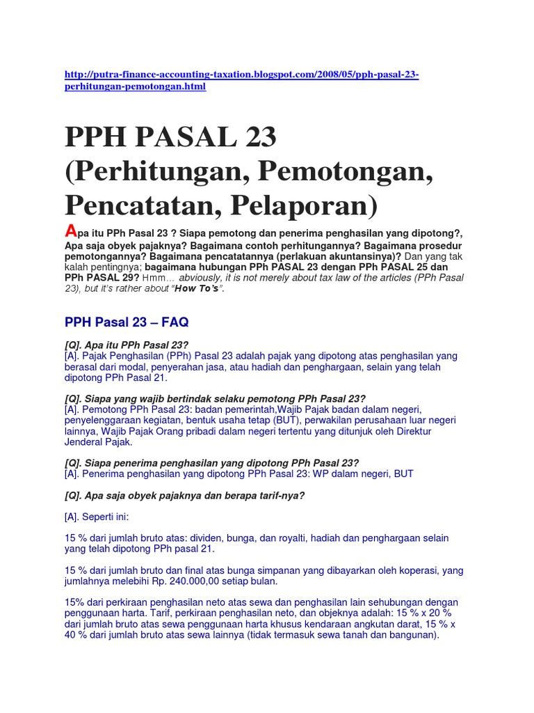 Detail Contoh Soal Pph 23 Nomer 29