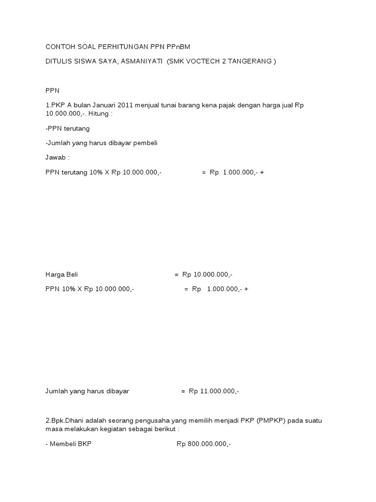 Detail Contoh Soal Ppn Nomer 2