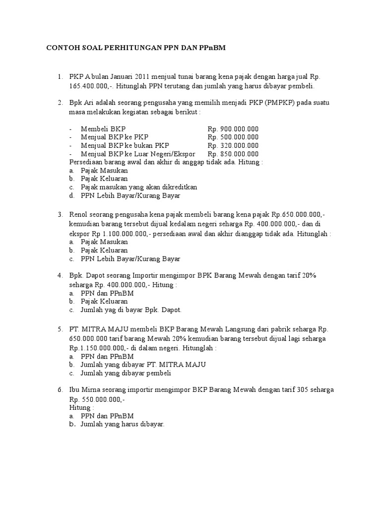 Detail Contoh Soal Ppn Nomer 6