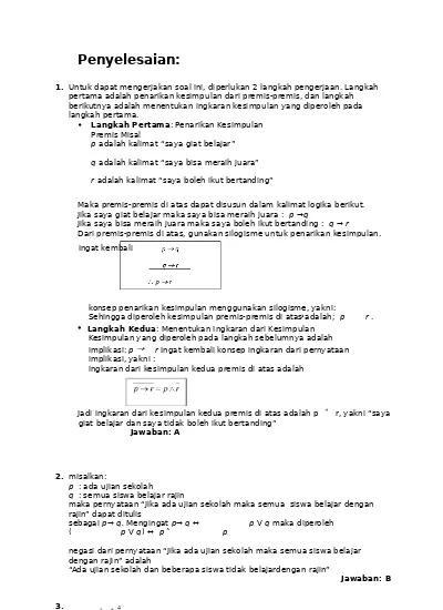 Detail Contoh Soal Premis Nomer 32