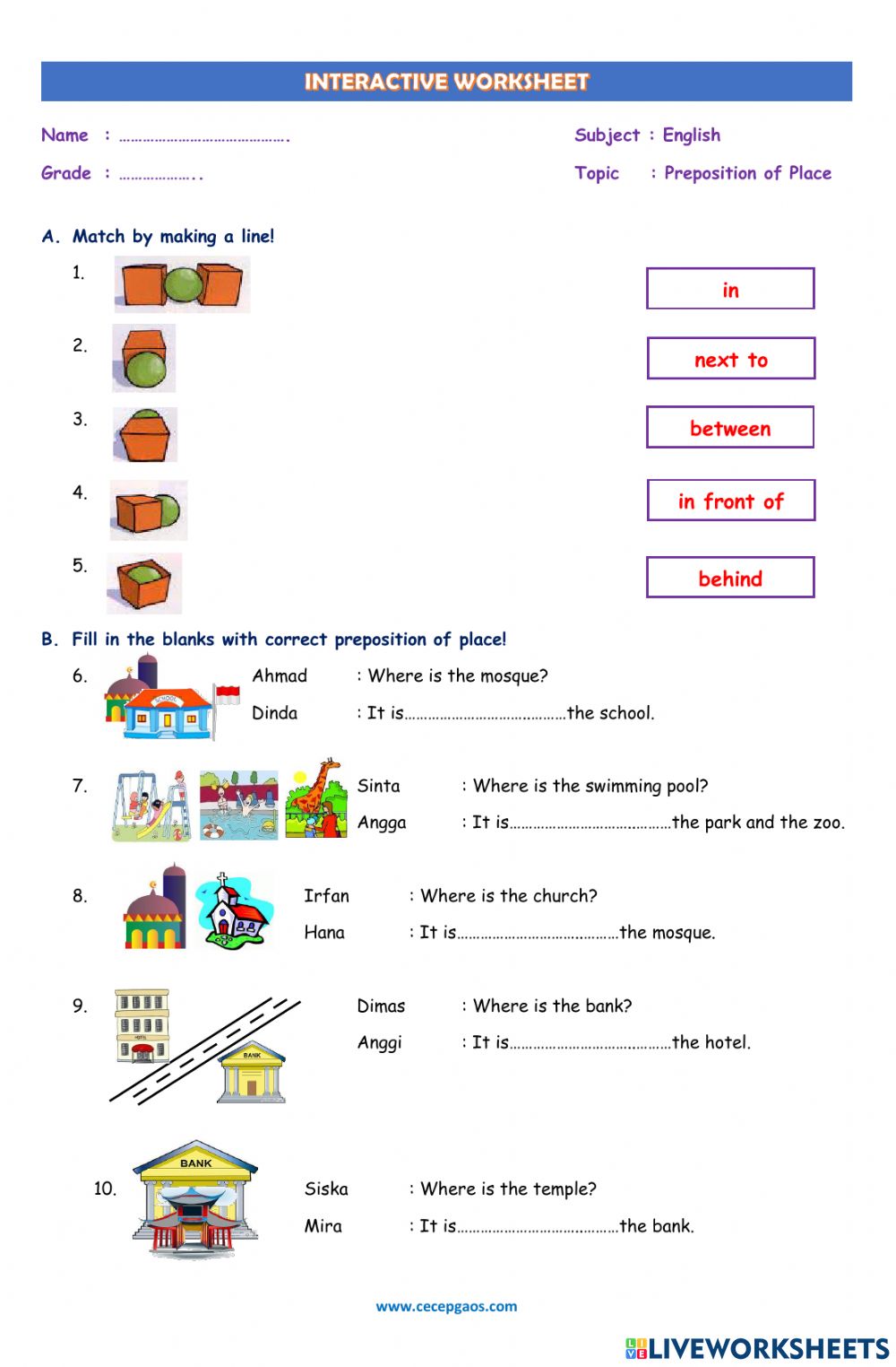 Detail Contoh Soal Preposition Of Place Nomer 15