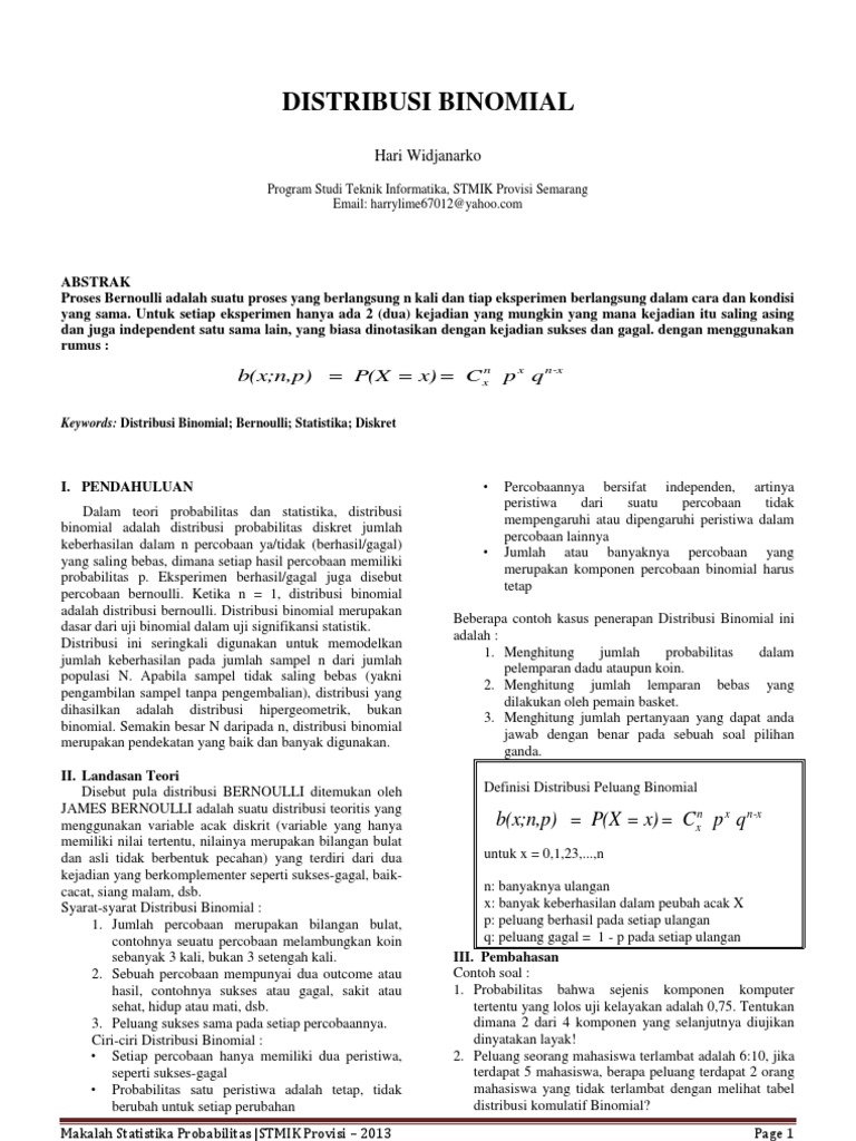 Detail Contoh Soal Probabilitas Binomial Nomer 42