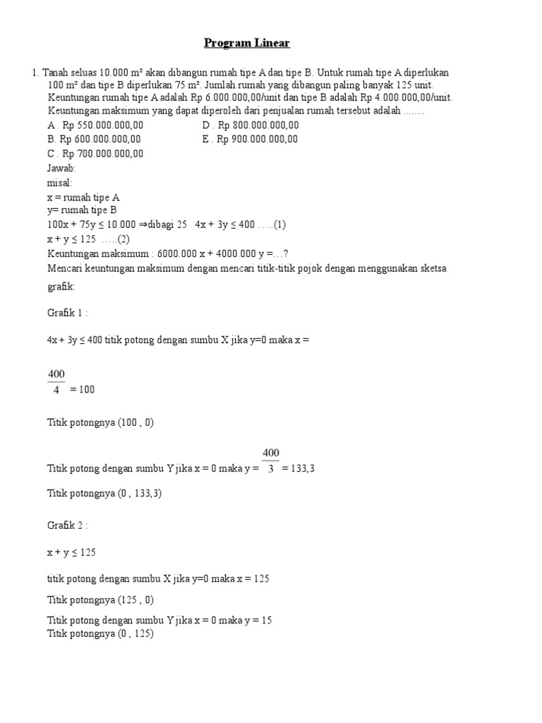 Detail Contoh Soal Program Linear Kelas 11 Nomer 47