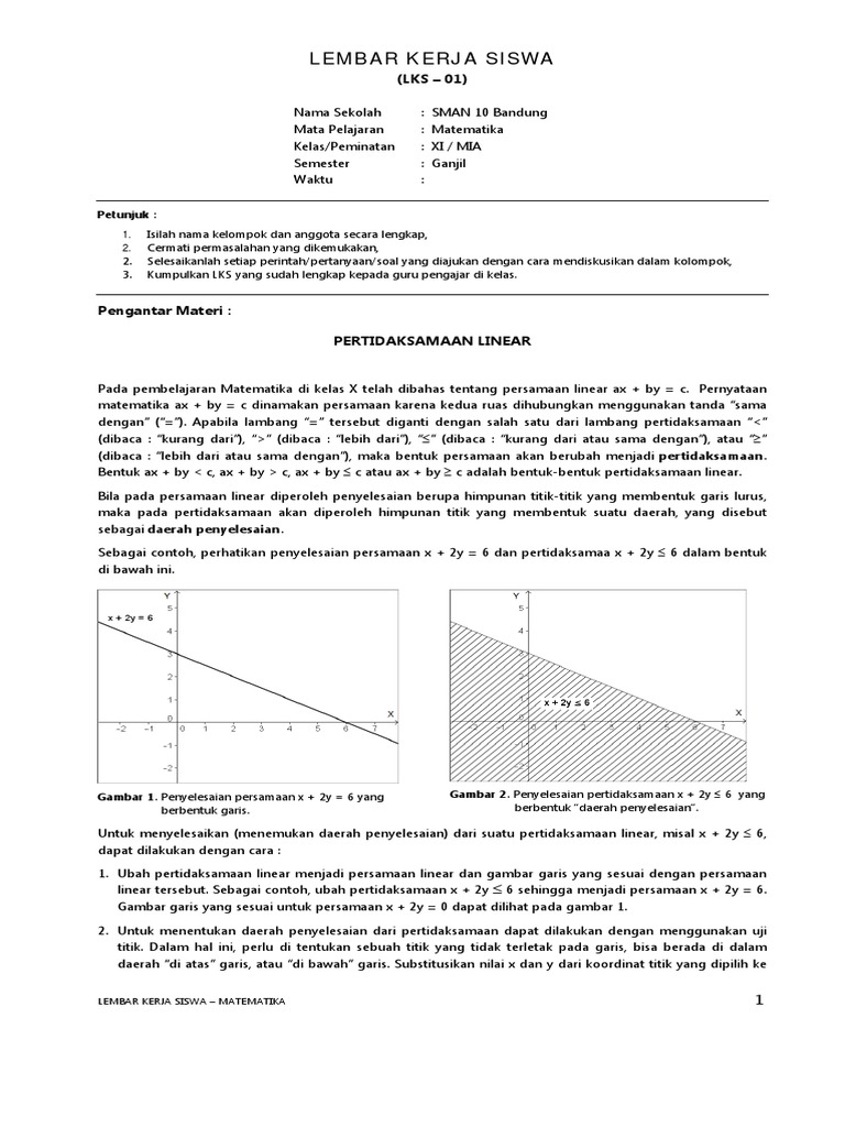 Detail Contoh Soal Program Linear Kelas 11 Nomer 52