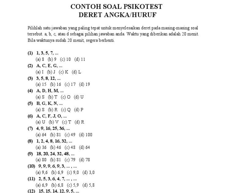 Detail Contoh Soal Psikotes Matematika Nomer 31