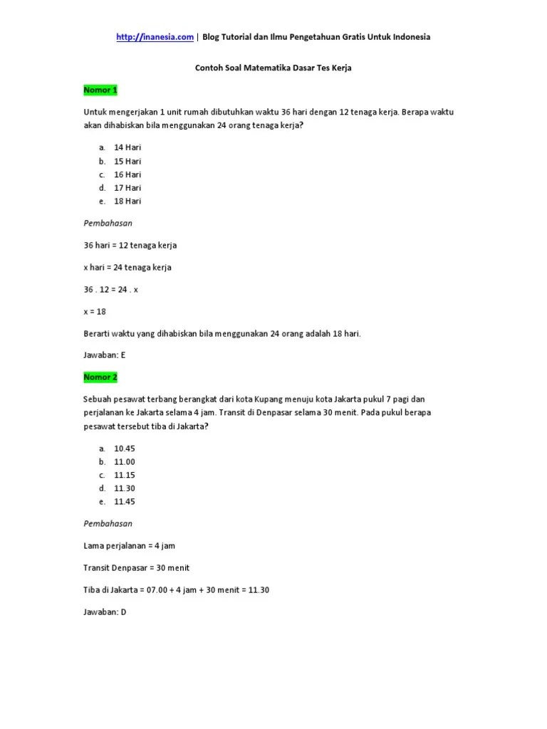 Detail Contoh Soal Psikotes Matematika Nomer 41