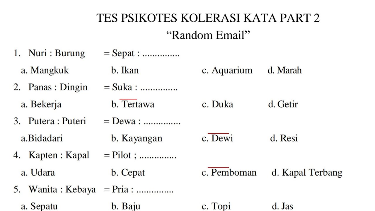 Detail Contoh Soal Psikotes Smp Nomer 16