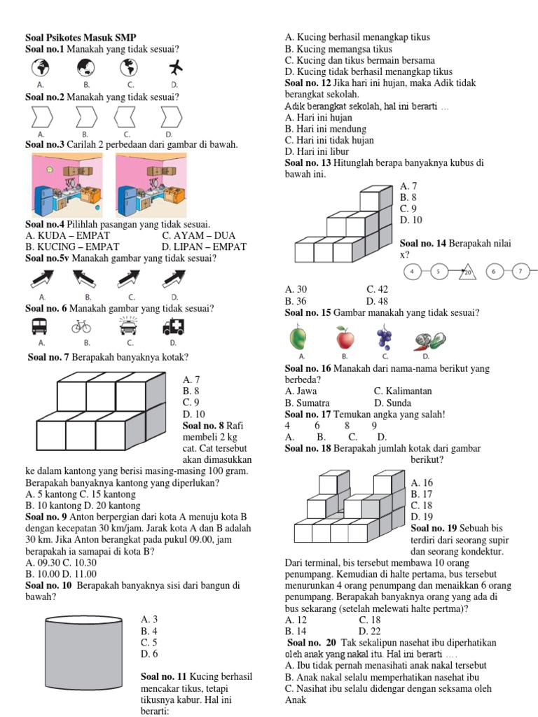 Detail Contoh Soal Psikotes Smp Nomer 3