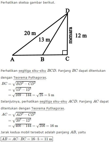 Detail Contoh Soal Pythagoras Dan Penyelesaiannya Nomer 35