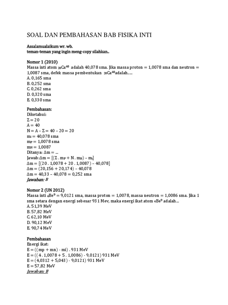 Detail Contoh Soal Radioaktivitas Nomer 42