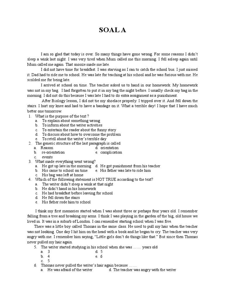 Detail Contoh Soal Recount Text Essay Nomer 25