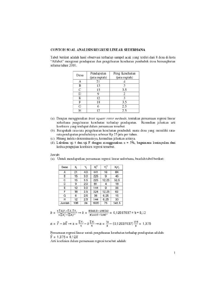 Detail Contoh Soal Regresi Linear Sederhana Nomer 14