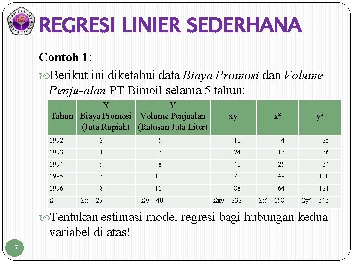 Detail Contoh Soal Regresi Linear Sederhana Nomer 48