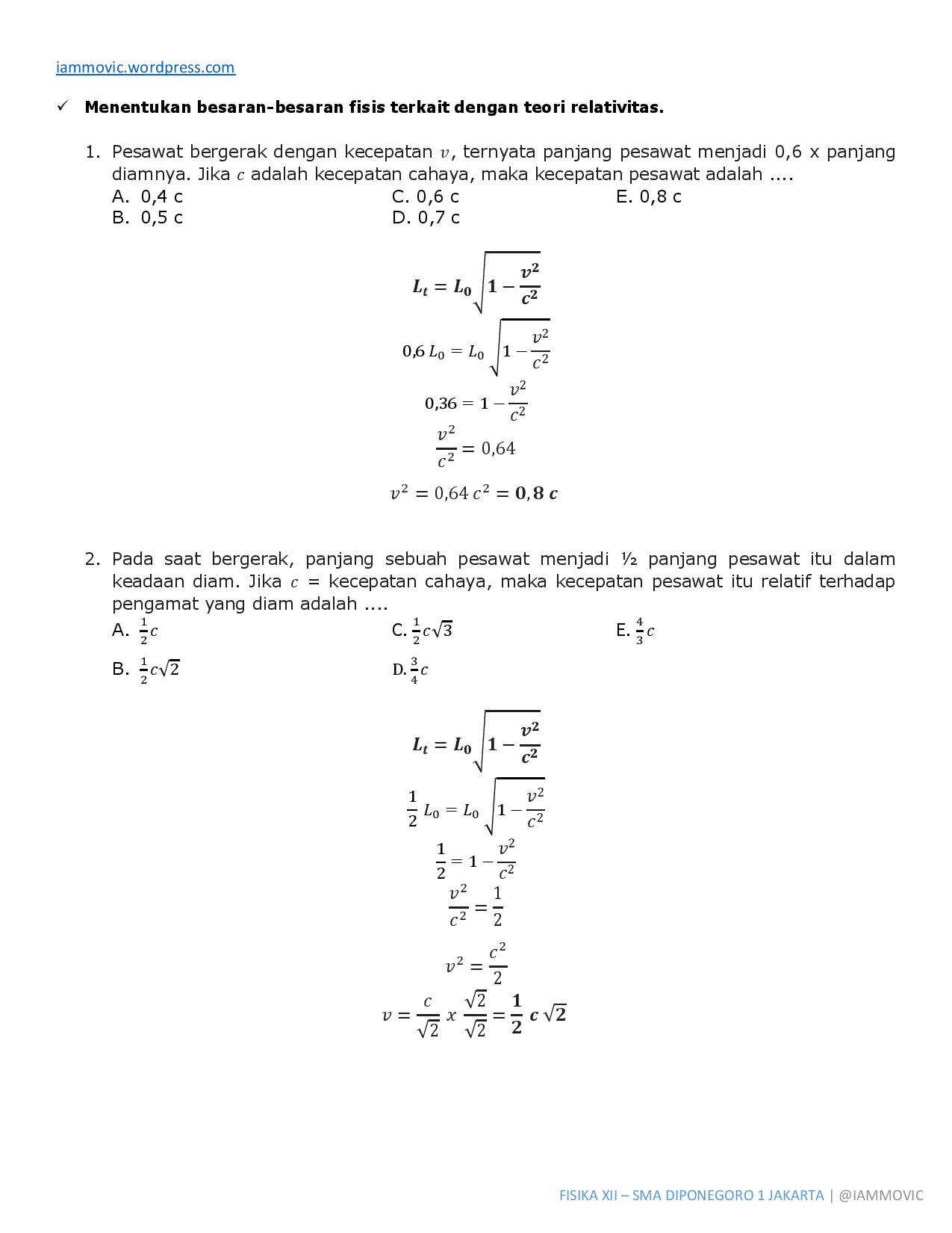 Detail Contoh Soal Relativitas Nomer 6