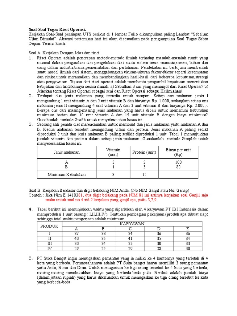 Detail Contoh Soal Riset Operasi Nomer 53