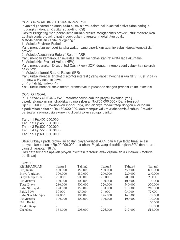 Detail Contoh Soal Roi Dan Penyelesaiannya Nomer 48