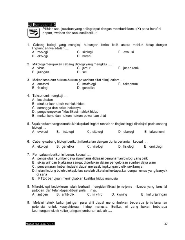 Detail Contoh Soal Ruang Lingkup Biologi Nomer 11