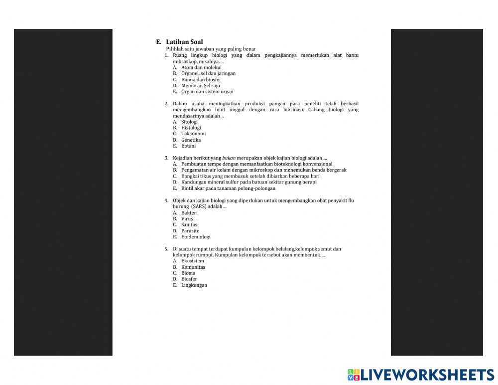 Detail Contoh Soal Ruang Lingkup Biologi Nomer 39