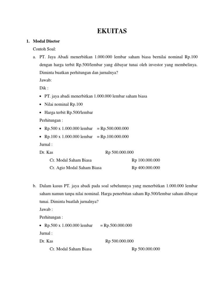 Detail Contoh Soal Saham Biasa Nomer 20