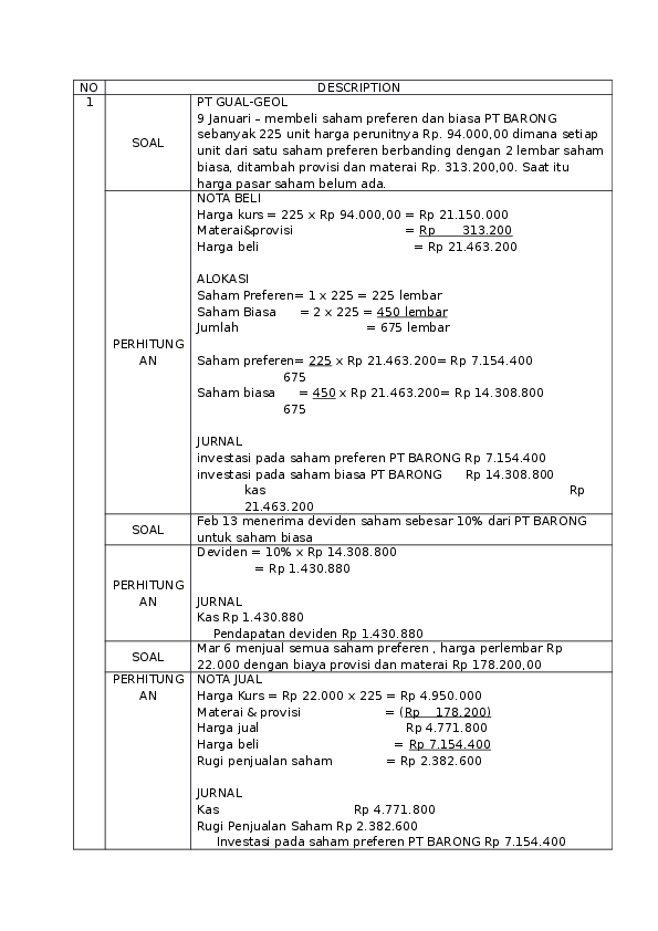 Detail Contoh Soal Saham Biasa Nomer 4