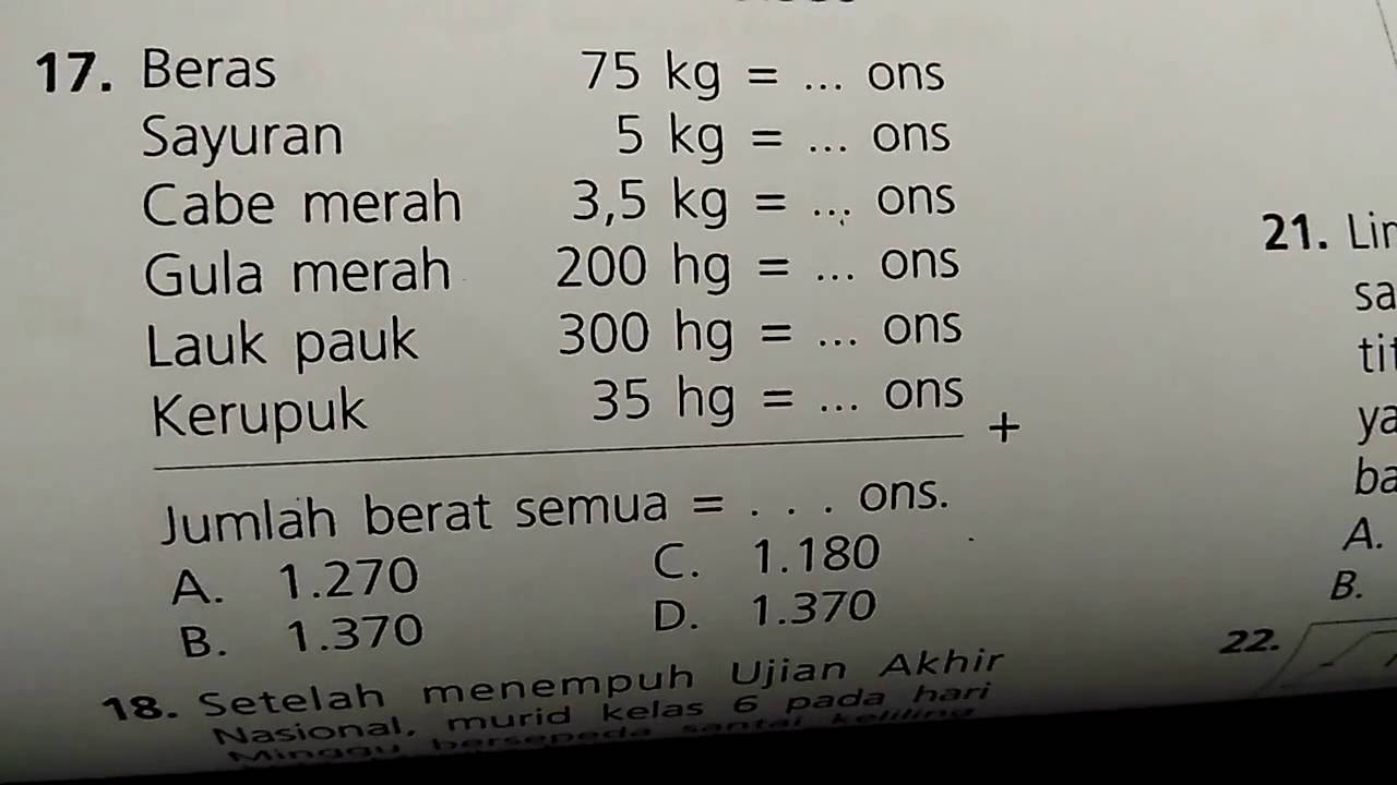 Detail Contoh Soal Satuan Berat Nomer 39