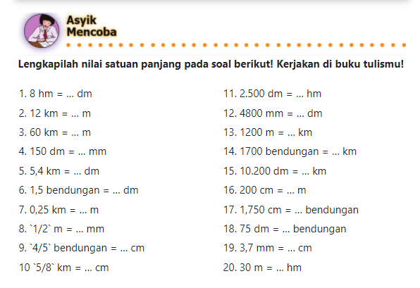 Detail Contoh Soal Satuan Panjang Nomer 5