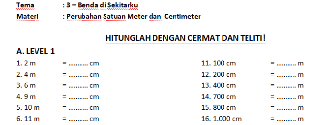 Detail Contoh Soal Satuan Panjang Nomer 9