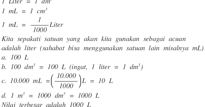 Detail Contoh Soal Satuan Volume Nomer 18