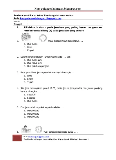 Detail Contoh Soal Satuan Waktu Nomer 24