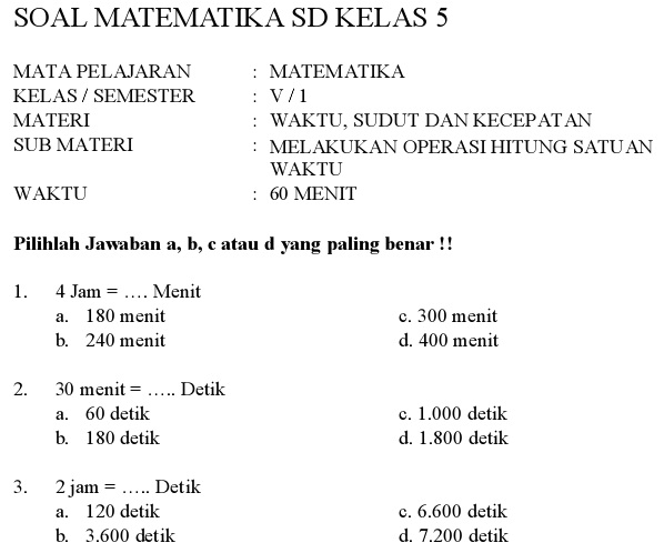 Detail Contoh Soal Satuan Waktu Nomer 10