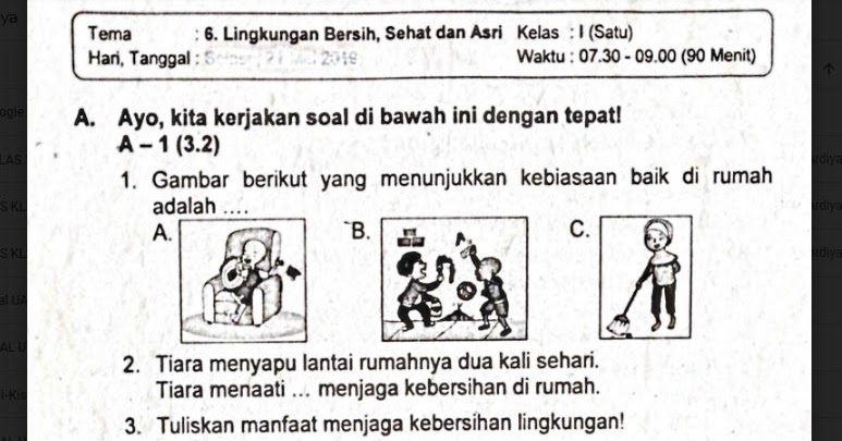 Detail Contoh Soal Sd Kelas 1 Nomer 29