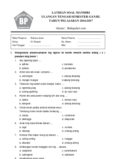 Detail Contoh Soal Sd Kelas 1 Nomer 37