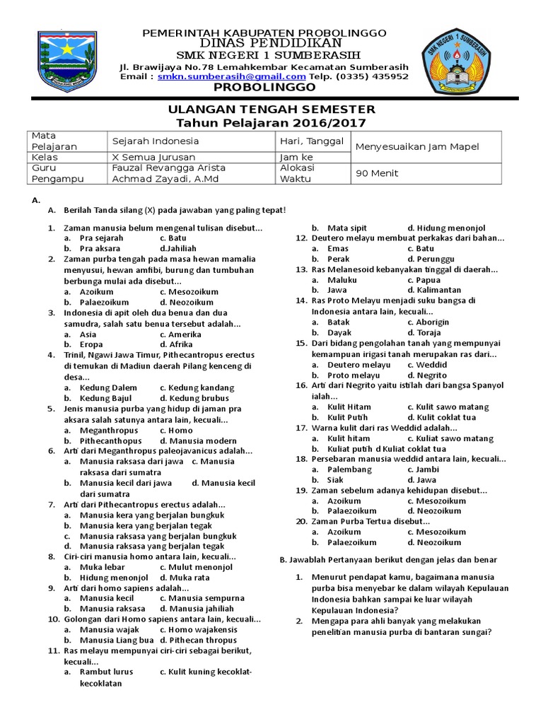 Detail Contoh Soal Sejarah Indonesia Nomer 3