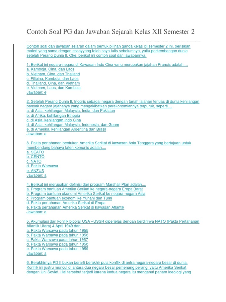 Detail Contoh Soal Sejarah Indonesia Nomer 28