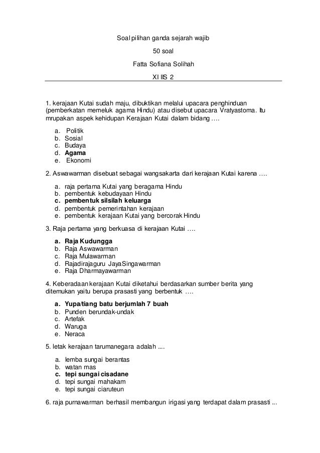 Detail Contoh Soal Sejarah Indonesia Nomer 7