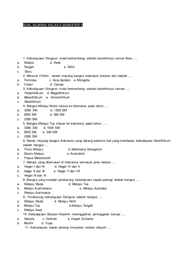 Detail Contoh Soal Sejarah Indonesia Kelas 11 Semester 2 Nomer 37