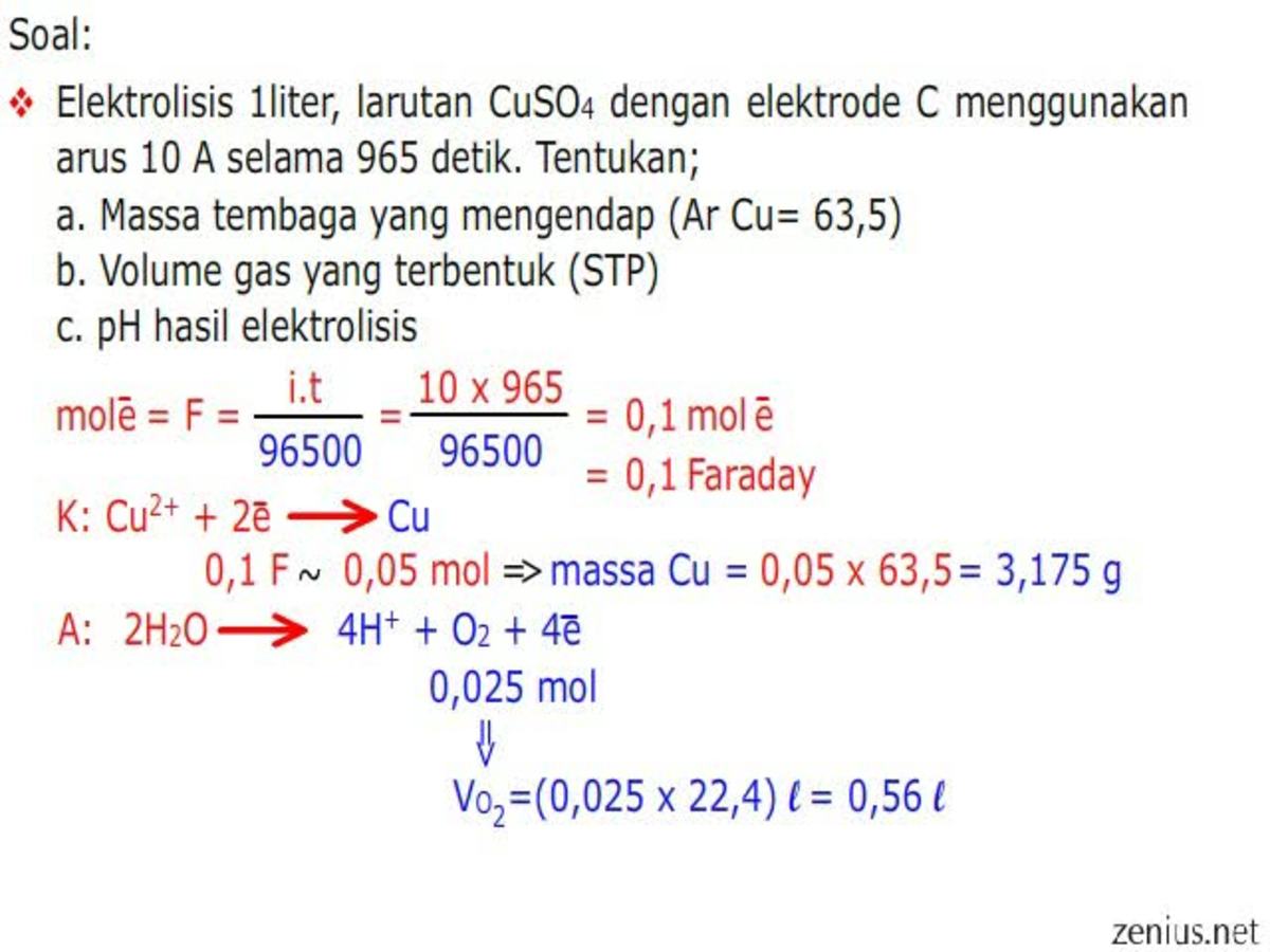 Detail Contoh Soal Sel Elektrolisis Nomer 6