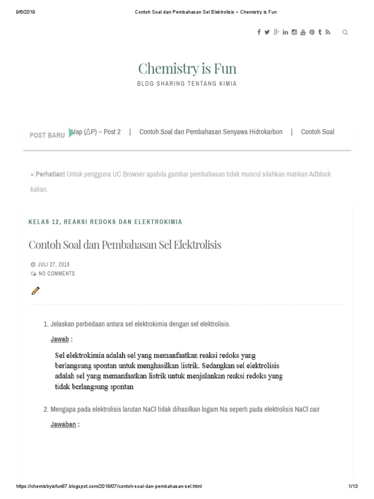 Detail Contoh Soal Sel Elektrolisis Nomer 52