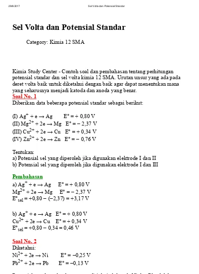 Detail Contoh Soal Sel Volta Nomer 11