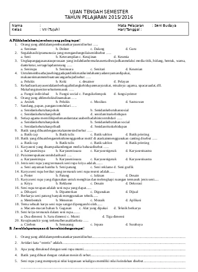 Detail Contoh Soal Semester Nomer 11