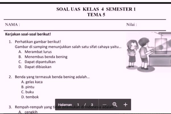 Detail Contoh Soal Semester Nomer 12