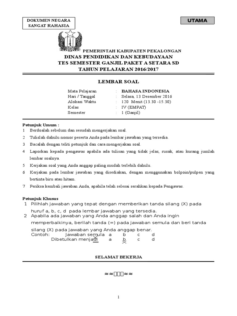 Detail Contoh Soal Semester Nomer 51