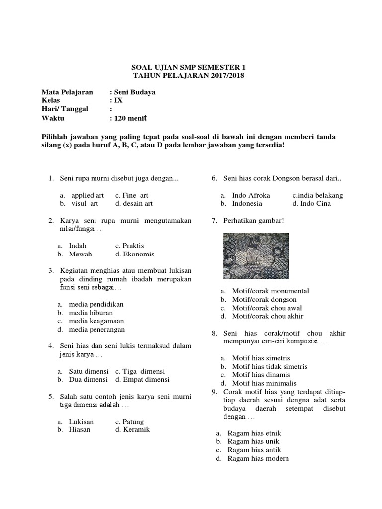 Detail Contoh Soal Seni Rupa Nomer 18