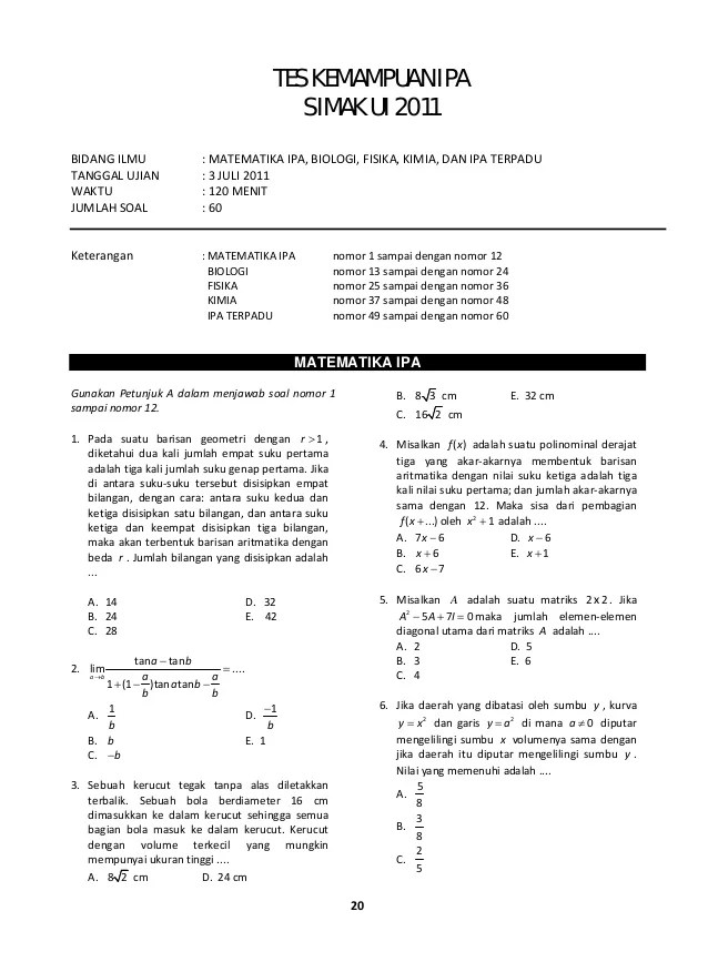 Detail Contoh Soal Simak Ui Nomer 36