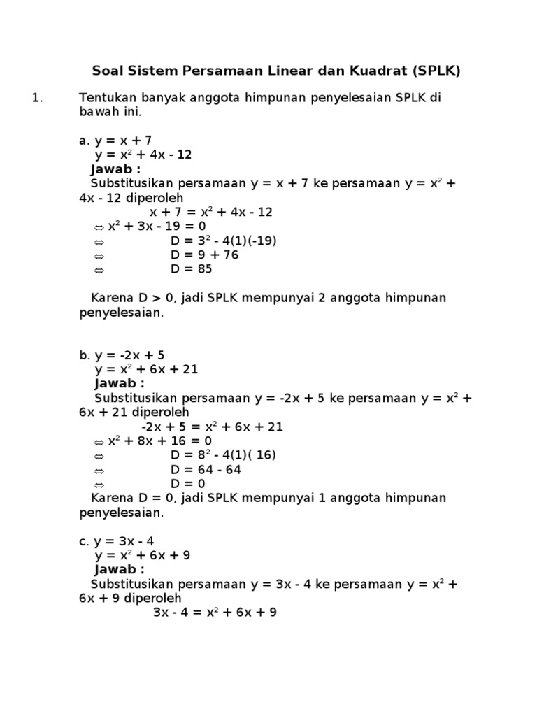 Detail Contoh Soal Sistem Persamaan Linear Nomer 15