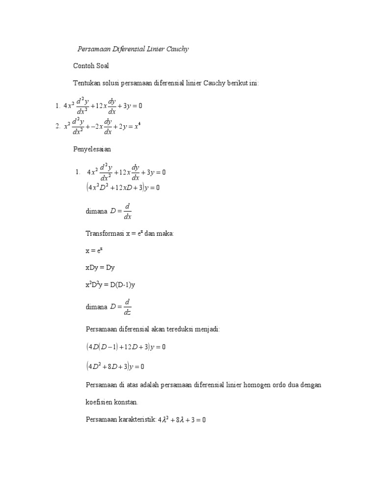 Detail Contoh Soal Solusi Persamaan Diferensial Nomer 12