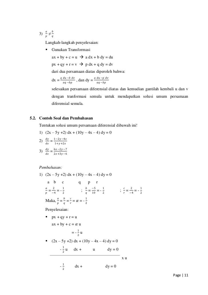 Detail Contoh Soal Solusi Persamaan Diferensial Nomer 22