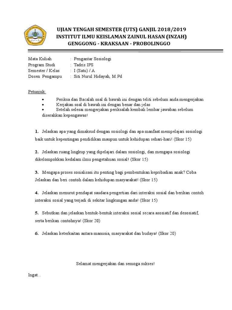 Detail Contoh Soal Sosiologi Nomer 17