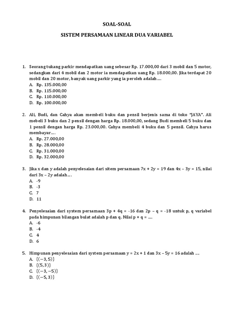 Detail Contoh Soal Spldv Sma Nomer 12